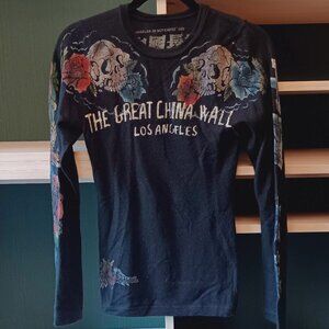 "The Great China Wall LA" printed black sweatshirt